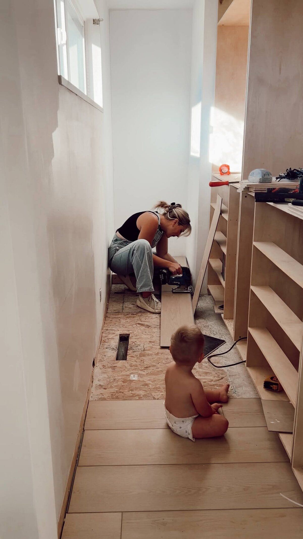 Haley working on a DIY home project